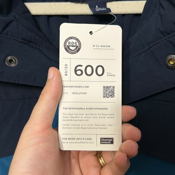 Lands' End Max 600 Down Puffer Jacket NWT Men's Sz L Blue Colorblock Streetwear - Picture 5 of 9